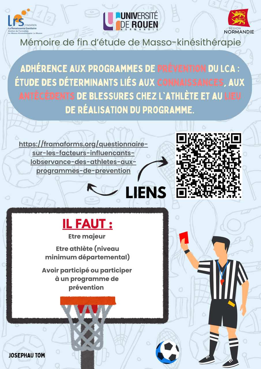 Enquête universitaire, Mémoire de Kinésithérapie